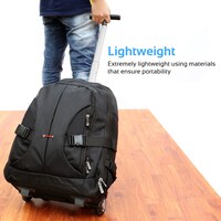 Promate Trolley Laptop Bag, 2-In-1 Portable Rolling Laptop Backpack with Adjustable Straps, Secure Storage Compartment and Water-Resistant for Travel, Luggage, Laptop Up To 15.6 Inch, Rover-TR Black