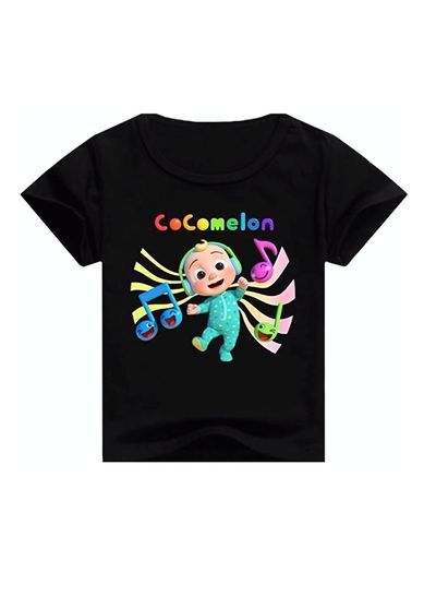 Cocomelon Kids Girls &amp; Boys Black T-Shirt (1-2 Year)