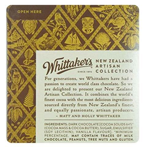 Whittaker&#39;s Cocoa Samoa Smooth Dark Chocolate 100g
