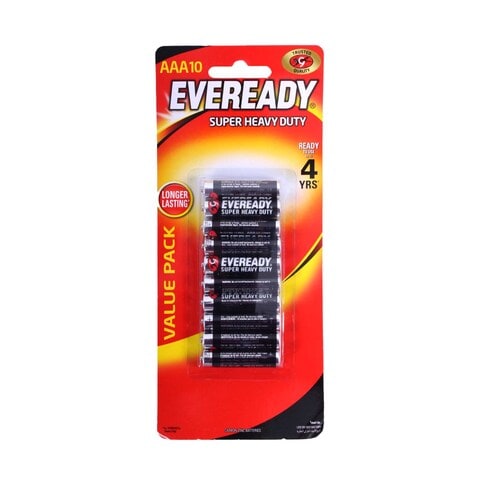 Buy Everyday Heavy Duty Batteries AAA10 10 Piece Online | Carrefour Qatar