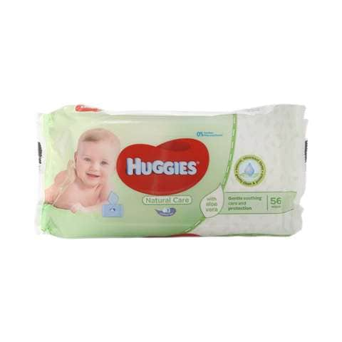 Huggies Baby Wipes Natural Care with Aloe Vera, 56 Count (Pack of 4)