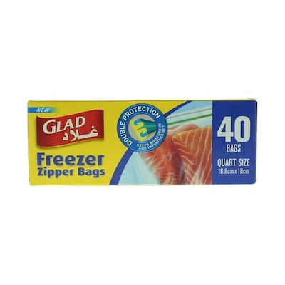 Glad Zipper Food Storage Freezer Bags - Quart Size - 56 Count