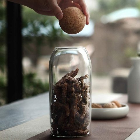 Lushh  Borosilicate Glass Kitchen  Staorage Jar with Cork Lid for storing cookies, sugar, flour, spices.(Large)
