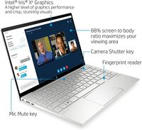 HP Envy 13 Laptop, Intel Core i7-1165G7, 8GB DDR4 RAM, 256GB SSD Storage, 13.3 Inch FHD Touchscreen Display, Windows 10 Home With Fingerprint Reader, Camera Kill Switch (13-ba1010nr, 2020 Model)