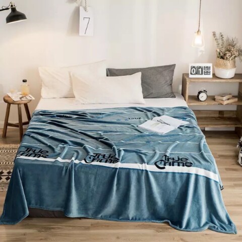LUNA HOME Fleece blanket, Gray Color Stripes Design