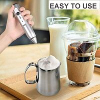 Fj Fj Rechargeable Milk Frother Handheld 3-Speed Adjustable For Latte Coffee Cappuccino, Kitdine Egg Mixer With 2 Whisks, Mini Blender And Foamer Perfect For Hot Chocolate (Sliver)