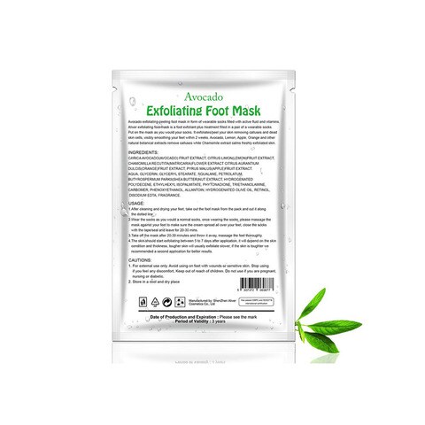 Pack Of 5 avocado Exfoliating Foot Peel Mask