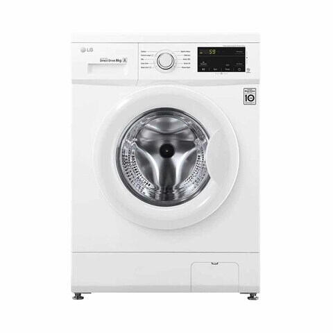 LG Front Loading Washer FH2J3TDNP0 8KG White (Plus Extra Supplier&#39;s Delivery Charge Outside Doha)