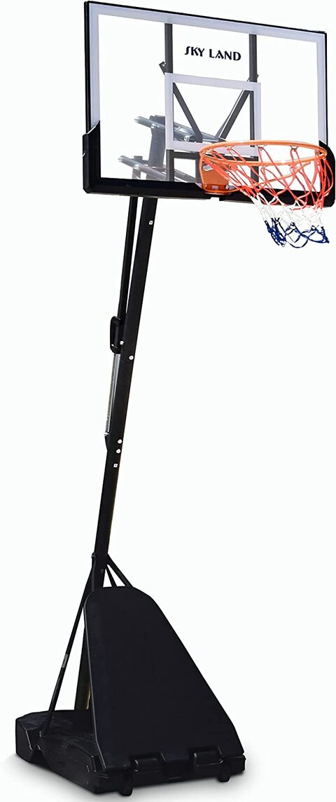 Sky Land Sports Basketball Hoop, Basketball Stand With Adjustable Height (8-10 Ft), 44&quot; Shatterproof Acrylic Backboard For Adults &amp; Kids, Outdoor/Indoor Basketball Goal Stand Em-1875