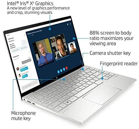 HP Envy 13, 2021 Laptop, 13.3&quot; FHD IPS 400 Nits Display, 11th Gen Core i5-1135G7 Upto 4.2GHz, 8GB RAM, 1TB SSD, Intel Iris Xe Graphics, Backlit EN Keyboard, Windows 10, Silver With HP Quick Calculator