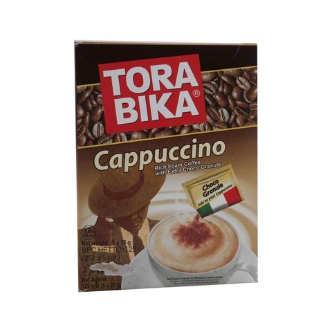 Tora Bika Cappuccino Rich Foam Coffee With Extra Choco Cranule 25 Gram 5 Pieces