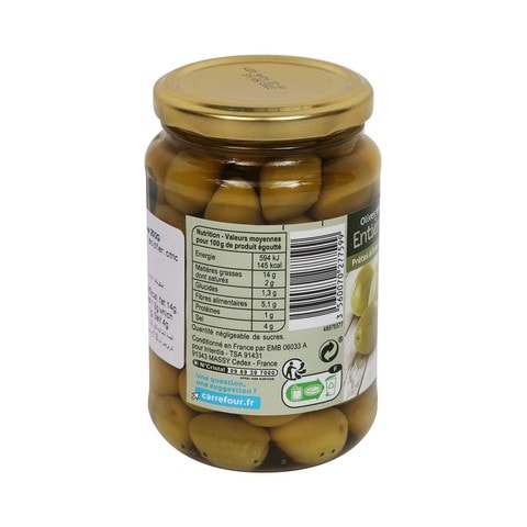 Carrefour Whole Green Olives Pasteurized 335g