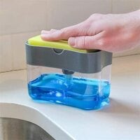 Generic 2-In-1 Soap Pump Dispenser And Sponge Holder - Sponge Rack For Kitchen Sink Dish Washing Soap Dispenser 13 Ounces (Gray)