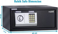 Rubik Cabinet Safe Box with Key &amp; Pin Code, Programmable Wide Safety Vault For Home Office (RB-EDA200, 20x43x35cm, 8.5KG) Black