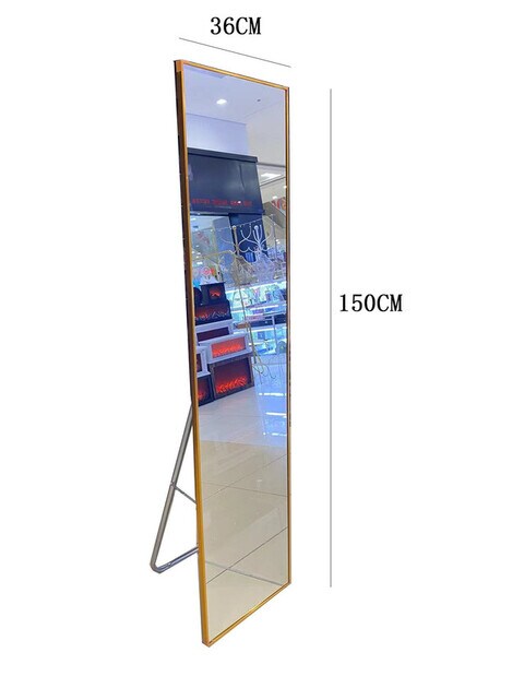 Opulent And Elegant Classy Framed Floor Standing Mirror With Stand Gold 150x36cm