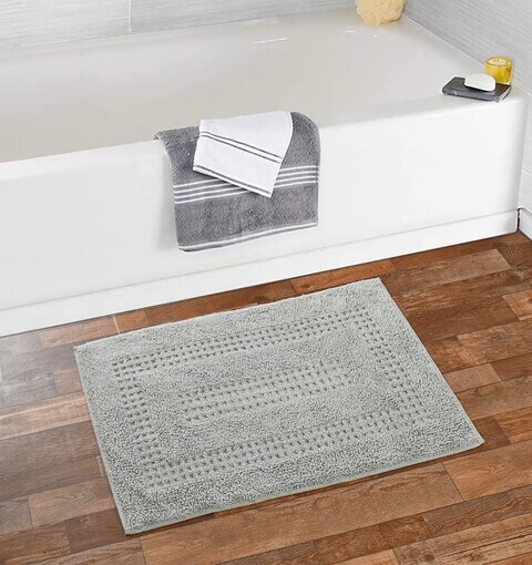 Home Style Cotton Bath Mat Silver - 50X80 cm