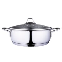 Serenk Modernist Saute Pan, Stainless Steel Pan, 2.64 Quarts Cooking Pan, Encapsulated Bottom, Dishwasher Safe Induction Cookware, 9.45 in/24 cm, 85 oz/2.5 lt