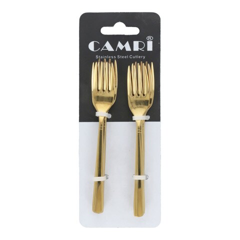 Camri Stainless Steel Cutlery Cake Fork C37 Gold 6 pcs