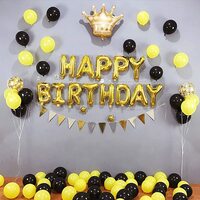 Gold Happy Birthday Balloons Banner, 16 Inch Mylar Foil Letters Birthday Sign for Girls Boys Kids &amp; Adults Birthday Decorations and Party Supplies