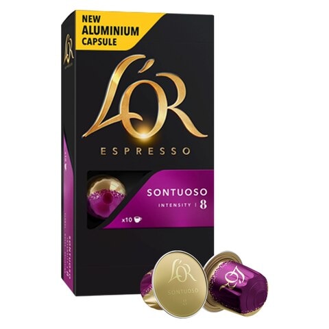 L&#39;OR Espresso Sontuoso Intensity 8 Coffee Capsules Pack of 10 Drinks