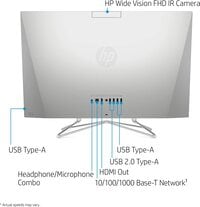 HP 27-Inch Touchscreen All-In-One Desktop Computer, 10th Gen Intel Core i5-1035G1 Processor, 12 GB RAM, 512 GB SSD, Windows 10 Home (27-dp0170, Silver)