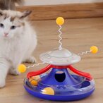 Buy Okbuynow Cat Turntable Trackball Toy Pet Leaking Food Windmill with Funny Sticks Balls Food Dispenser for Kitten Puppies Pets Interactive Play, Blue… in UAE