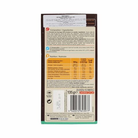 Carrefour Dark Chocolate With Mint 135g