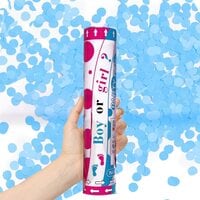 Blue Gender Reveal Confetti Cannon, Party Poppers for Pregnancy Announcement and Baby Girl Gender Reveal Party Supplies [1 Pack]