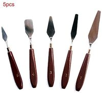 Generic 5Pcs Wooden Painting Handle Paint Pallette Knives Spatula Stainless Steel Blade New