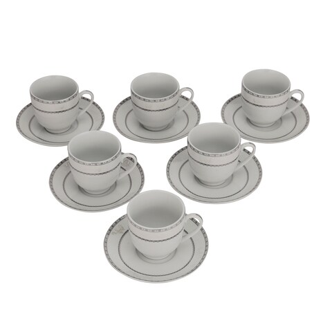 Royalford Cup &amp; Saucer Set, Food Grade Material, 180ml Cup, Rf10554, Mocha Cup, Turkish Coffee Cup, 6Pcs Each Cup And Saucer, Freezer Safe &amp; Chip Resistant, Premium Porcelain