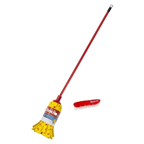 T o n k i t a   S u n n y   M o p   W i t h   S t i c k   A n d   W a s h i n g   B r u s h   M u l t i c o l o u r