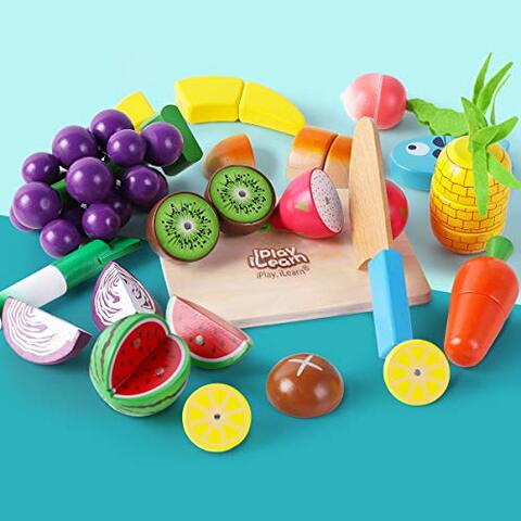 Kitchen Pretend Play Toy Fruit Vegetable Fruit Food Cutting Set for 3 4 5 6 Year