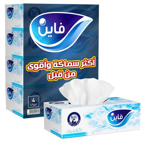 Fine Classic Facial Tissue 150 Sheet 2 Ply 4 Boxes