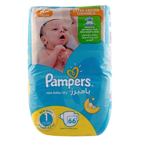 Buy Pampers Newborn Diaper Jumbo Size 1 66 Count 2-5 Kg Online