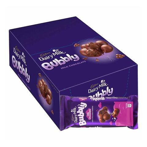 Buy Cadbury Dairy Milk Bubbly Chocolate Bar - 87 gram - 12 Pieces in Egypt