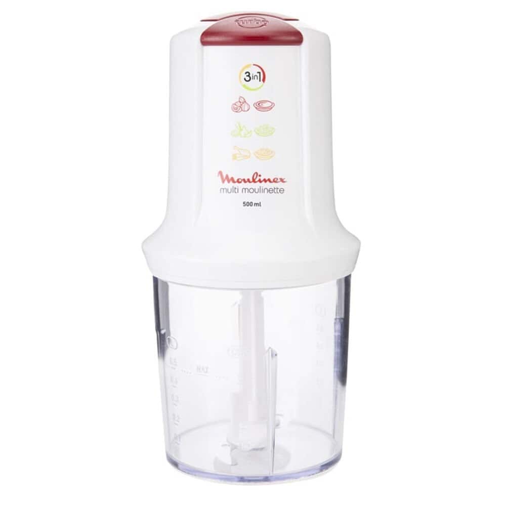 alledaags Hallo drijvend Buy Moulinex AT711 400 W 3-in-1 Multi Moulinette Mini Chopper (500 ml,  White/Red) Online - Shop Electronics & Appliances on Carrefour UAE