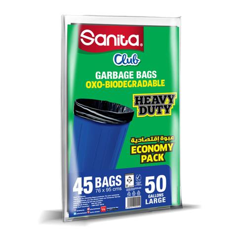 Sanita Club Garbage Bags Biodegradable 50 Gallons 45 Bags