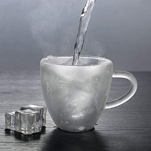 Lushh Set of 2 Pcs 200 ML Heart Shape Double Walled Insulated Glass Coffe or Tea Cups , Perfect for everyday use