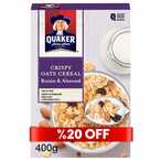 Buy Quaker Raisin And Almond Crispy Oats Cereal 400g in UAE