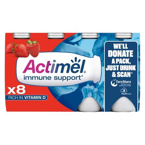 Actimel Strawberry Yogurt Drink 93ml x Pack of 8