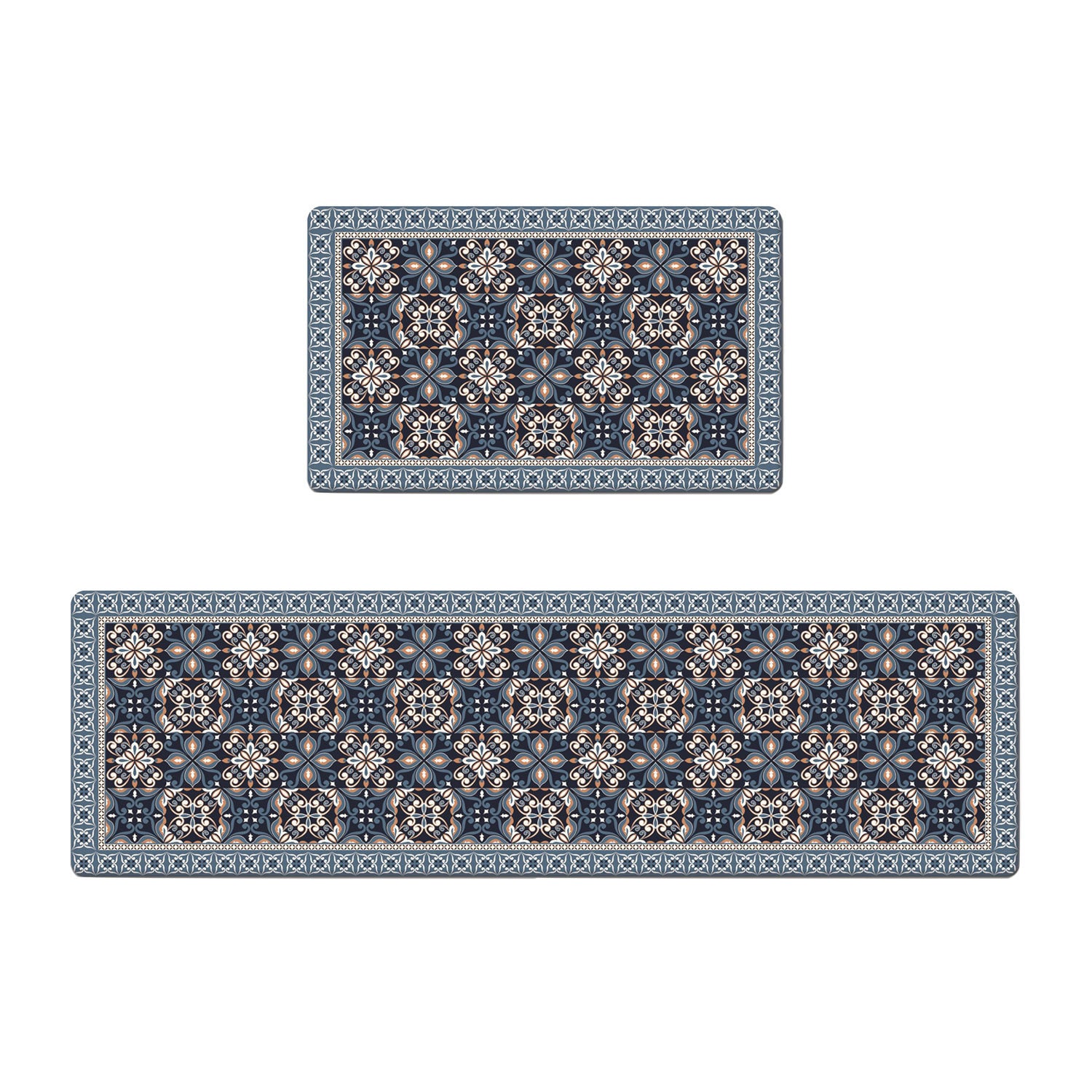Buy Slip Kitchen Rugs Set Of 2 Pieces Kitchen Floor Mats Non Skid Rubber Backing Area Rugs For Kids Carpet Runner Rugs Blue Border 17 7 Times 29 5 In And 17 7 Times 59 In Online Shop Home