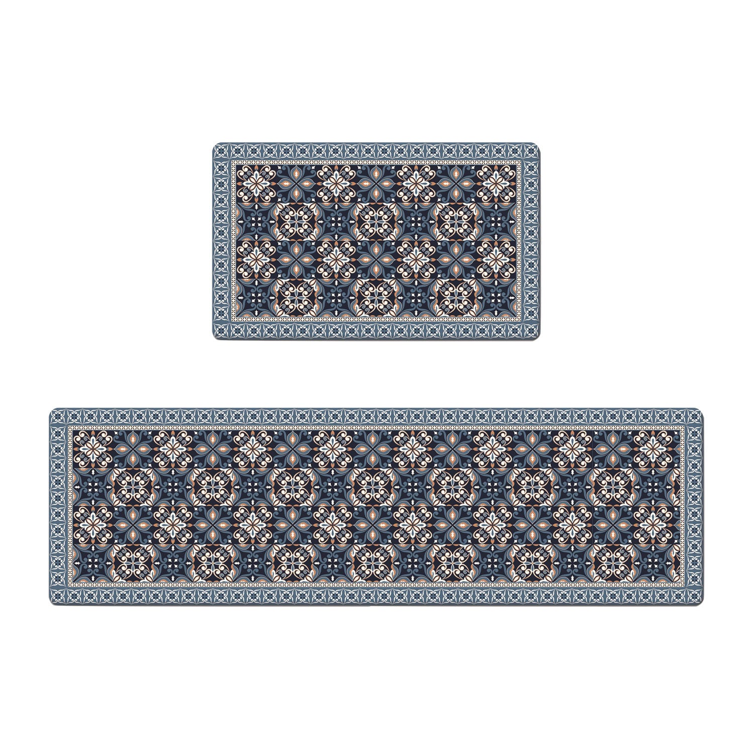 Buy Slip Kitchen Rugs Set Of 2 Pieces Kitchen Floor Mats Non Skid Rubber Backing Area Rugs For Kids Carpet Runner Rugs Blue Border 17 7 Times 29 5 In And 17 7 Times 59 In Online Shop Home