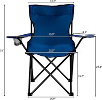 Rubik Folding Beach Chair Foldable Camping Chair with Carry Bag for Adult, Lightweight Folding High Back Camping Chair for Outdoor Camp Beach (Navy Blue)