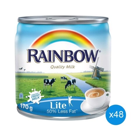 Rainbow Lite Evaporated Milk 170g Pack of 48