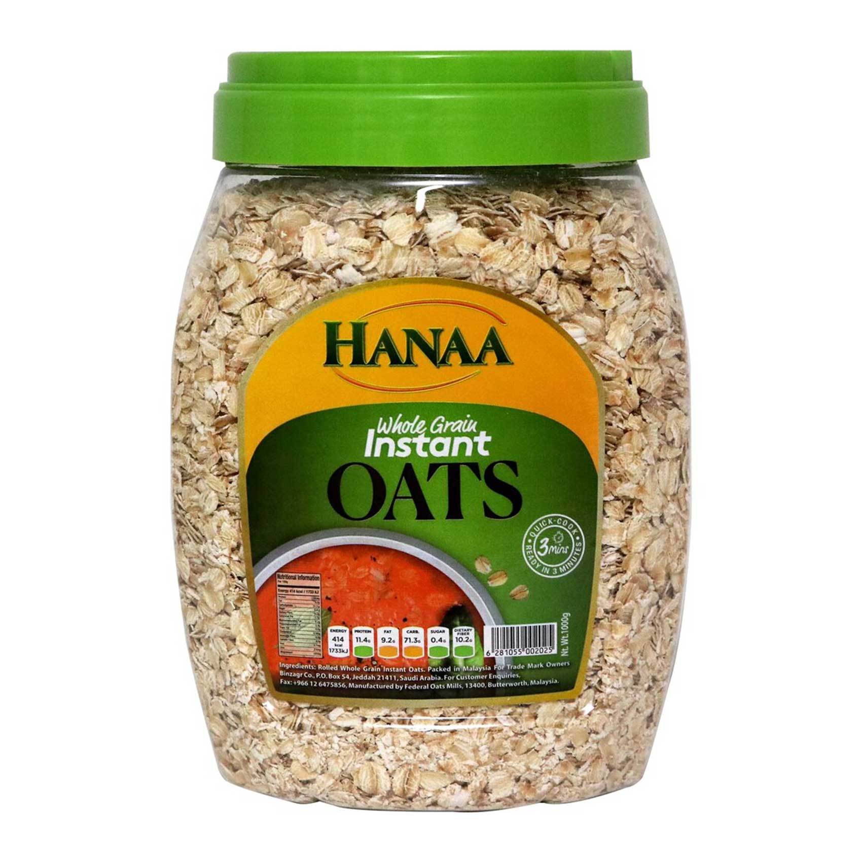 Buy Hanaa Whole Grain Instant Oats 1kg Online Shop Food Cupboard On Carrefour Saudi Arabia