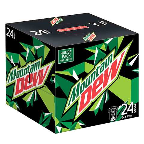 Mountain Dew, Carbonated Soft Drink, Cans, 325ml x 24
