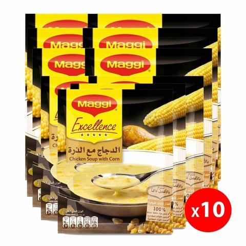 Buy Nestle Maggi Excellence Chicken Sour With Corn Soup 47g Pack of 10 in Saudi Arabia