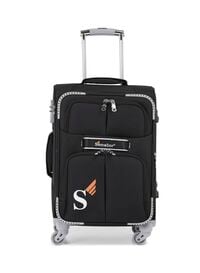 Senator Soft Shell Large Checked Luggage Trolley For Unisex Ultra Lightweight Expandable Suitcase With 4 Wheels LL003 Black