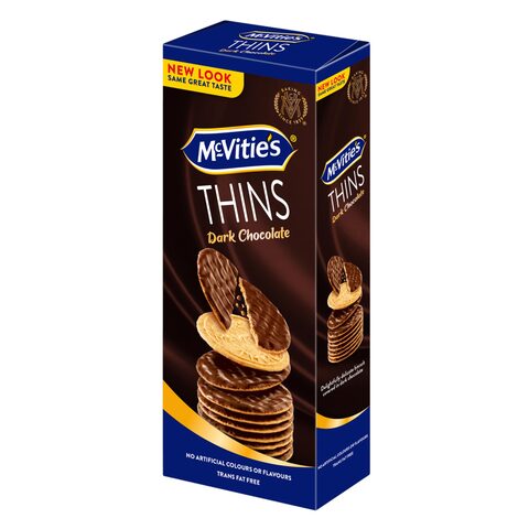 Buy Mcvities, Digestive Thins, Dark Chocolate Delightfully Delicate Biscuit Pack 150g in Saudi Arabia
