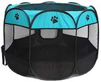 Buy Generic Portable Octagonal Pet Tent Oxford Cloth Foldable Pet Fence Outdoor Cat And Dog Cage Blue in UAE